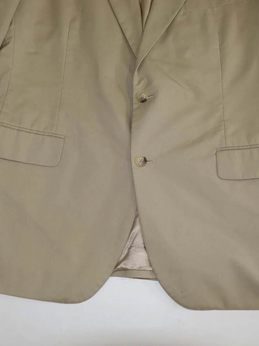 Brooks Brothers Men's Khaki Blazer Size 42 Regular Beige Cotton Blend 2 Button